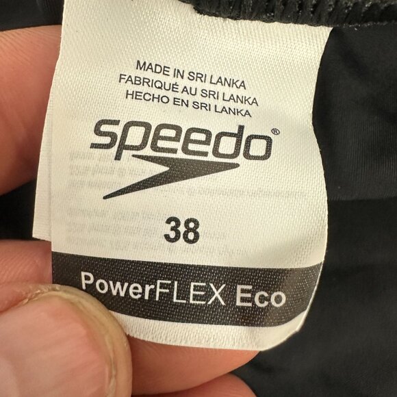 Speedo Mens PowerFLEX Eco Swim Brief Size 38 Black Durable Stretch Material - Picture 2 of 13